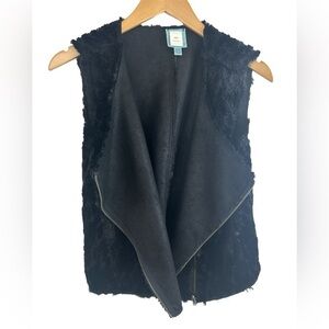 C&C California Reversible Black Faux Fur Vest